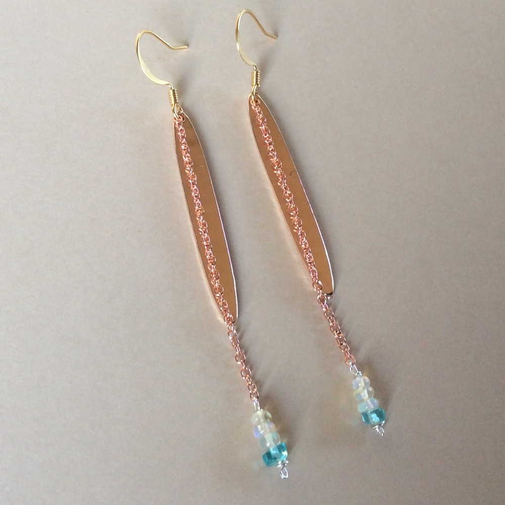New gold plated opal Apatite earrings
